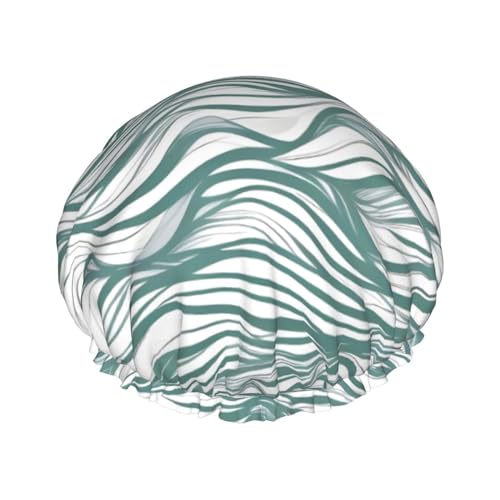 Doppellagige wasserdichte Duschhaube – grüne gewellte Streifen, elastisch, wiederverwendbar, Duschhaube, Haarschutz, Hut für Damen und Herren Doppellagige wasserdichte Duschhaube – grüne gewellte Streifen, elastisch, wiederverwendbar, Duschhaube, Haarschutz, Hut für Damen und Herren von LiuMng