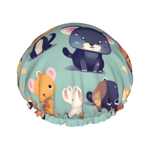 Doppellagige wasserdichte Duschhaube – niedliche kleine Tiere, elastisch, wiederverwendbar, Duschhaube, Haarschutz, Hut für Damen und Herren Doppellagige wasserdichte Duschhaube – niedliche kleine Tiere, elastisch, wiederverwendbar, Duschhaube, Haarschutz, Hut für Damen und Herren von LiuMng