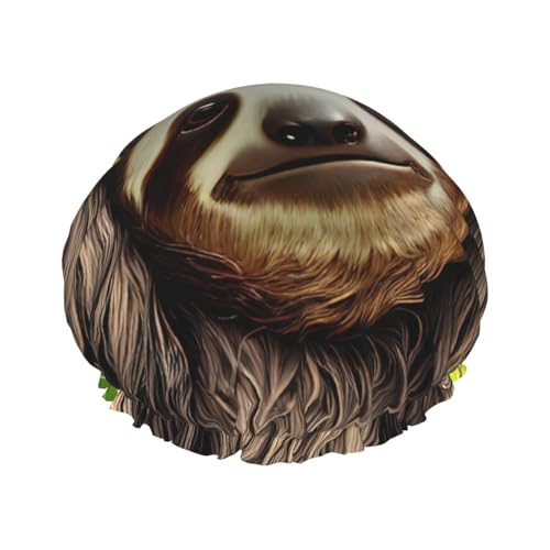 Doppellagige wasserdichte Duschhaube – niedliches Faultier, elastisch, wiederverwendbar, Duschhaube, Haarschutz, Hut für Damen und Herren Doppellagige wasserdichte Duschhaube – niedliches Faultier, elastisch, wiederverwendbar, Duschhaube, Haarschutz, Hut für Damen und Herren von LiuMng