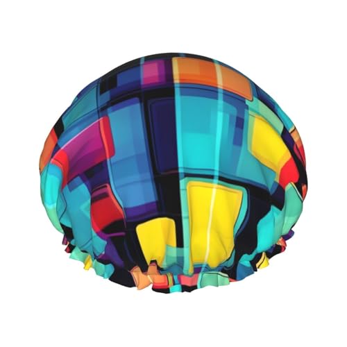 Doppellagige wasserdichte Duschhaube – quadratisches Geometriediagramm, elastisch, wiederverwendbar, Duschhaube, Haarschutz, Hut für Damen und Herren Doppellagige wasserdichte Duschhaube – quadratisches Geometriediagramm, elastisch, wiederverwendbar, Duschhaube, Haarschutz, Hut für Damen und Herren von LiuMng