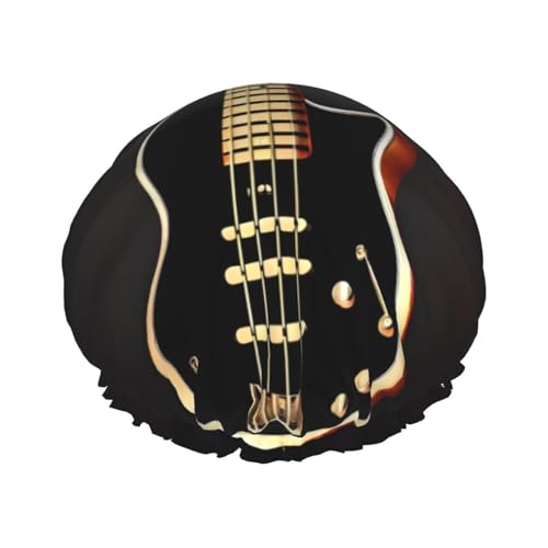Doppellagige wasserdichte Duschhaube – schwarze Gitarre, elastisch, wiederverwendbar, Duschhaube, Haarschutz, Hut für Damen und Herren Doppellagige wasserdichte Duschhaube – schwarze Gitarre, elastisch, wiederverwendbar, Duschhaube, Haarschutz, Hut für Damen und Herren von LiuMng