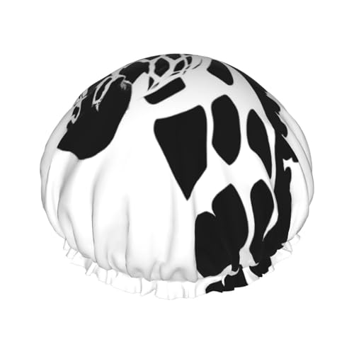 Doppellagige wasserdichte Duschhaube – schwarze und weiße Giraffe, elastisch, wiederverwendbar, Duschhaube, Haarschutz, Hut für Damen und Herren Doppellagige wasserdichte Duschhaube – schwarze und weiße Giraffe, elastisch, wiederverwendbar, Duschhaube, Haarschutz, Hut für Damen und Herren von LiuMng