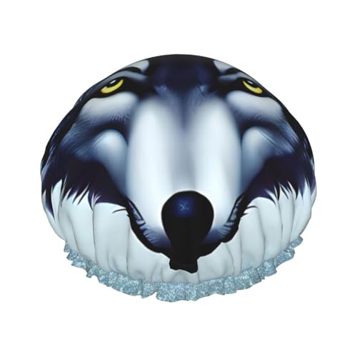 Doppellagige wasserdichte Duschhaube – wilder Wolfskopf, elastisch, wiederverwendbar, Duschhaube, Haarschutz, Hut für Damen und Herren Doppellagige wasserdichte Duschhaube – wilder Wolfskopf, elastisch, wiederverwendbar, Duschhaube, Haarschutz, Hut für Damen und Herren von LiuMng