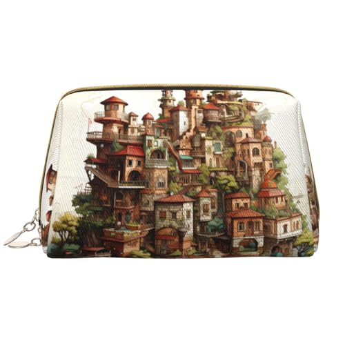 Dream Castle Make-up-Tasche für Damen, großes Fassungsvermögen, Reise-Kosmetiktasche, PU-Leder, mit Reißverschluss, tragbar, weit geöffneter Organizer von LiuMng