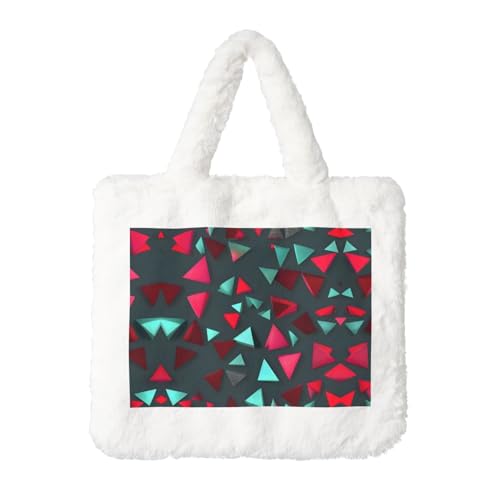 Dreieckige Muster Plüsch Handtasche Damen Flauschige Schultertasche Herbst Winter Tote Crossbody Tasche Münztasche Geldbörse Dreieckige Muster Plüsch Handtasche Damen Flauschige Schultertasche Herbst Winter Tote Crossbody Tasche Münztasche Geldbörse von LiuMng