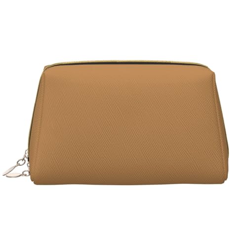 Einfarbige braune Make-up-Tasche für Damen, großes Fassungsvermögen, Reise-Kosmetiktasche, PU-Leder, Reißverschluss, tragbar, weit geöffnet, Organizer Einfarbige braune Make-up-Tasche für Damen, großes Fassungsvermögen, Reise-Kosmetiktasche, PU-Leder, Reißverschluss, tragbar, weit geöffnet, Organizer von LiuMng
