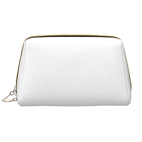Einfarbige weiße Make-up-Tasche für Damen, großes Fassungsvermögen, Reise-Kosmetiktasche, PU-Leder, Reißverschluss, tragbar, weit offen, weiß, Einheitsgröße Einfarbige weiße Make-up-Tasche für Damen, großes Fassungsvermögen, Reise-Kosmetiktasche, PU-Leder, Reißverschluss, tragbar, weit offen, weiß, Einheitsgröße von LiuMng