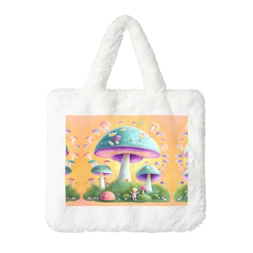 Fantasy Mushroom Plush Handtasche: Damen Flauschige Schultertasche - Herbst/Winter Tote Crossbody Bag Münztasche Geldbörse Fantasy Mushroom Plush Handtasche: Damen Flauschige Schultertasche - Herbst/Winter Tote Crossbody Bag Münztasche Geldbörse von LiuMng