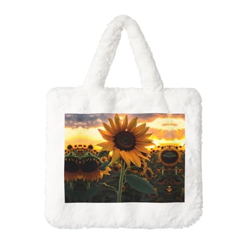 Farm Sunflower Plüsch Handtasche: Damen Flauschige Schultertasche - Herbst/Winter Tote Crossbody Bag Münztasche Geldbörse Farm Sunflower Plüsch Handtasche: Damen Flauschige Schultertasche - Herbst/Winter Tote Crossbody Bag Münztasche Geldbörse von LiuMng