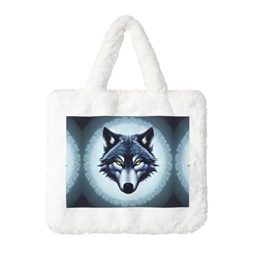 Fierce Wolfskopf Plüsch Handtasche: Damen Flauschige Schultertasche - Herbst/Winter Tote Crossbody Bag Münztasche Geldbörse Fierce Wolfskopf Plüsch Handtasche: Damen Flauschige Schultertasche - Herbst/Winter Tote Crossbody Bag Münztasche Geldbörse von LiuMng