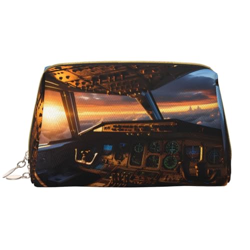 Flugzeug-Cockpit-Make-up-Tasche für Damen, großes Fassungsvermögen, Reise-Kosmetiktasche, PU-Leder, mit Reißverschluss, tragbar, weit geöffneter Organizer Flugzeug-Cockpit-Make-up-Tasche für Damen, großes Fassungsvermögen, Reise-Kosmetiktasche, PU-Leder, mit Reißverschluss, tragbar, weit geöffneter Organizer von LiuMng