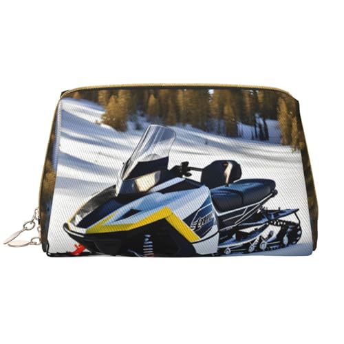 Fortschrittliche Make-up-Tasche für Damen, Motiv: Schneemobil – großes Fassungsvermögen, Reise-Kosmetiktasche, PU-Leder, Reißverschluss, tragbar, weit geöffneter Organizer von LiuMng