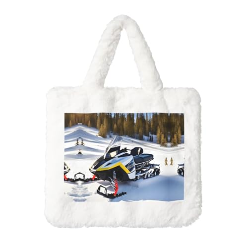 Fortschrittliche Schneemobil Plüsch Handtasche: Damen Flauschige Schultertasche - Herbst/Winter Tote Crossbody Tasche Münztasche Geldbörse von LiuMng