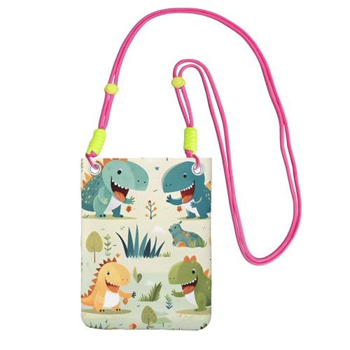 Fuchusia Umhängetasche mit süßem kleinen Dinosaurier-Druck, kleine Umhängetasche, für Handy, diagonal, zum Einkaufen, Spazierengehen von LiuMng