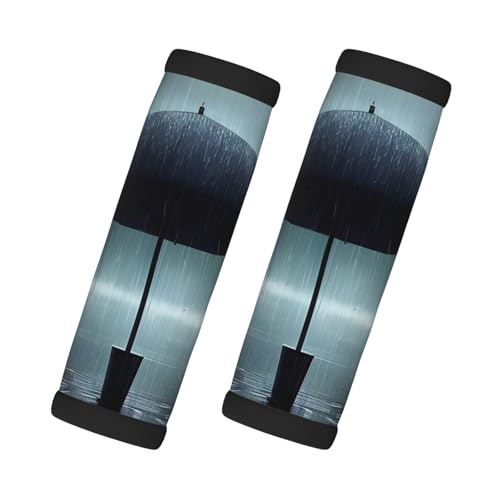 Gepäckgriffbandagen für Koffer, weiche Griffhüllen, Motiv: Regenschirm im Regen, für Autohandgepäck, Schwarz, 2 Stück von LiuMng