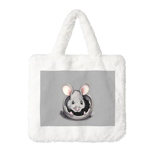 Graue Ratten-Plüsch-Handtasche: flauschige Damen-Umhängetasche, Herbst-Winter-Tragetasche, Crossbody-Tasche, Münztasche von LiuMng