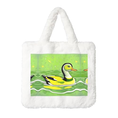 Green Duck Plüsch Handtasche: Damen Flauschige Schultertasche - Herbst/Winter Tote Crossbody Tasche Münztasche Geldbörse Green Duck Plüsch Handtasche: Damen Flauschige Schultertasche - Herbst/Winter Tote Crossbody Tasche Münztasche Geldbörse von LiuMng