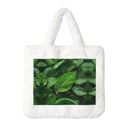 Green Leaf Nature Plüsch Handtasche Damen Flauschige Schultertasche Herbst Winter Tote Crossbody Tasche Münztasche Geldbörse Green Leaf Nature Plüsch Handtasche Damen Flauschige Schultertasche Herbst Winter Tote Crossbody Tasche Münztasche Geldbörse von LiuMng