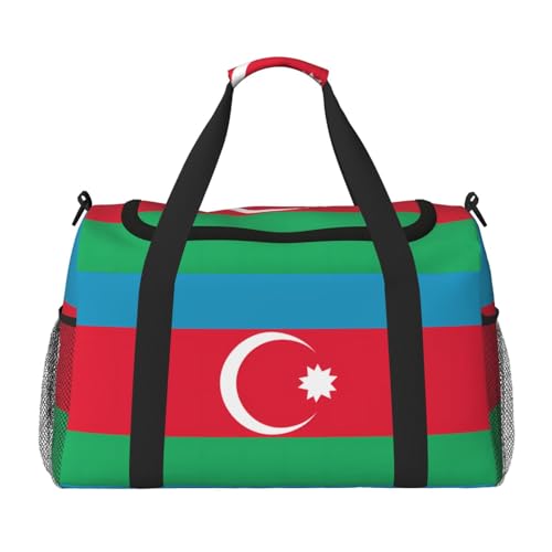 Große Handreisetasche, Motiv: Flagge von Aserbaidschan, wasserdichte Tragetasche für Damen, Seesack, Sport, Fitnessstudio für Herren Große Handreisetasche, Motiv: Flagge von Aserbaidschan, wasserdichte Tragetasche für Damen, Seesack, Sport, Fitnessstudio für Herren von LiuMng