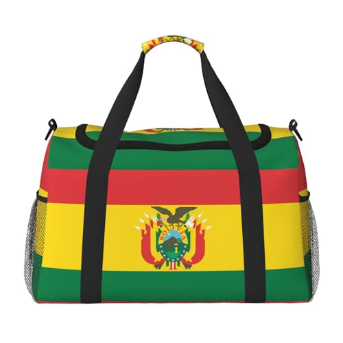 Große Handreisetasche, Motiv: Flagge von Bolivien, wasserdichte Tragetasche für Damen, Seesack, Sport, Fitnessstudio für Herren Große Handreisetasche, Motiv: Flagge von Bolivien, wasserdichte Tragetasche für Damen, Seesack, Sport, Fitnessstudio für Herren von LiuMng
