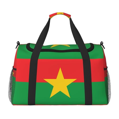 Große Handreisetasche, Motiv: Flagge von Burkina, Faso-Druck, wasserdichte Tragetasche für Damen, Seesack, Sport, Fitnessstudio für Herren Große Handreisetasche, Motiv: Flagge von Burkina, Faso-Druck, wasserdichte Tragetasche für Damen, Seesack, Sport, Fitnessstudio für Herren von LiuMng