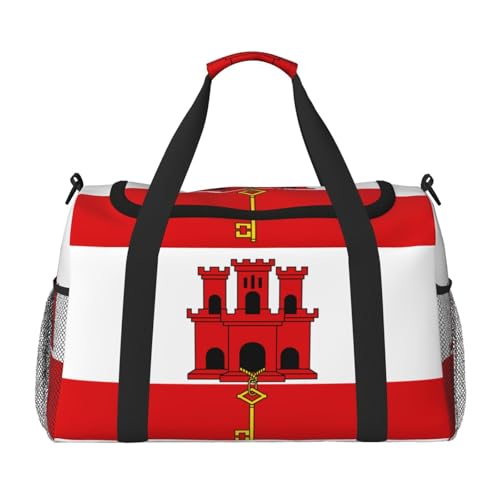 Große Handreisetasche, Motiv: Flagge von Gibraltar, wasserdichte Tragetasche für Damen, Seesack, Sport, Fitnessstudio für Herren Große Handreisetasche, Motiv: Flagge von Gibraltar, wasserdichte Tragetasche für Damen, Seesack, Sport, Fitnessstudio für Herren von LiuMng