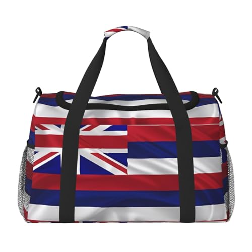 Große Handreisetasche, Motiv: Flagge von Hawaii, wasserdicht, für Damen, Sporttasche, Fitnessstudio, für Herren Große Handreisetasche, Motiv: Flagge von Hawaii, wasserdicht, für Damen, Sporttasche, Fitnessstudio, für Herren von LiuMng