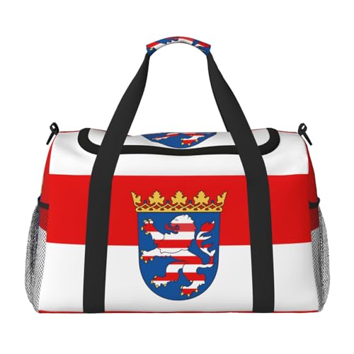 Große Handreisetasche, Motiv: Flagge von Hessen, wasserdichte Tragetasche für Damen, Seesack, Sport, Fitnessstudio für Herren Große Handreisetasche, Motiv: Flagge von Hessen, wasserdichte Tragetasche für Damen, Seesack, Sport, Fitnessstudio für Herren von LiuMng