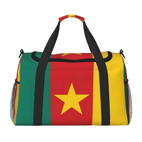Große Handreisetasche, Motiv: Flagge von Kamerun, wasserdichte Tragetasche für Damen, Seesack, Sport, Fitnessstudio für Herren Große Handreisetasche, Motiv: Flagge von Kamerun, wasserdichte Tragetasche für Damen, Seesack, Sport, Fitnessstudio für Herren von LiuMng