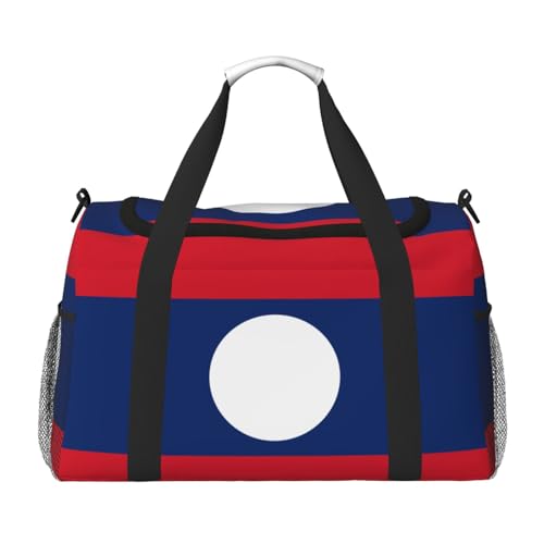 Große Handreisetasche, Motiv: Flagge von Laos, wasserdichte Tragetasche für Damen, Seesack, Sport, Fitnessstudio für Herren Große Handreisetasche, Motiv: Flagge von Laos, wasserdichte Tragetasche für Damen, Seesack, Sport, Fitnessstudio für Herren von LiuMng