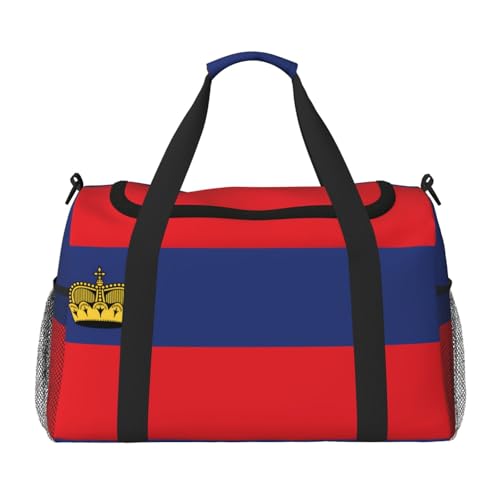 Große Handreisetasche, Motiv: Flagge von Liechtenstein, wasserdichte Tragetasche für Damen, Seesack, Sport, Fitnessstudio für Herren von LiuMng