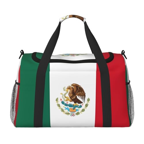 Große Handreisetasche, Motiv: Flagge von Mexiko, wasserdichte Tragetasche für Damen, Seesack, Sport, Fitnessstudio für Herren Große Handreisetasche, Motiv: Flagge von Mexiko, wasserdichte Tragetasche für Damen, Seesack, Sport, Fitnessstudio für Herren von LiuMng