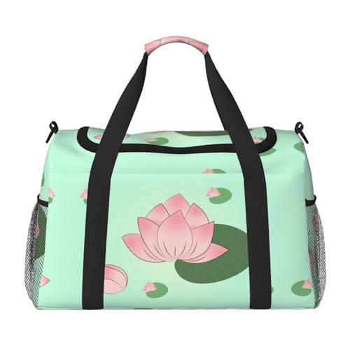 Große Handreisetasche, Motiv: Lotusblumen auf Blüte, wasserdichte Tragetasche für Damen, Seesack, Sport, Fitnessstudio für Herren von LiuMng