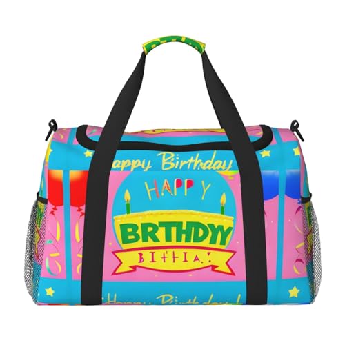 Große Handreisetasche mit Aufdruck "Happy Birthday", wasserdichte Tragetasche für Damen, Seesack, Sport, Fitnessstudio für Herren Große Handreisetasche mit Aufdruck "Happy Birthday", wasserdichte Tragetasche für Damen, Seesack, Sport, Fitnessstudio für Herren von LiuMng