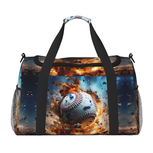 Große Handreisetasche mit Baseball-Aufdruck, wasserdichte Tragetasche für Damen, Seesack, Sport, Fitnessstudio für Herren von LiuMng