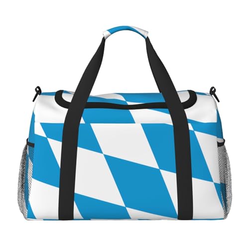 Große Handreisetasche mit Bayerischer Flagge, wasserdichte Tragetasche für Damen, Seesack, Sport, Fitnessstudio für Herren von LiuMng