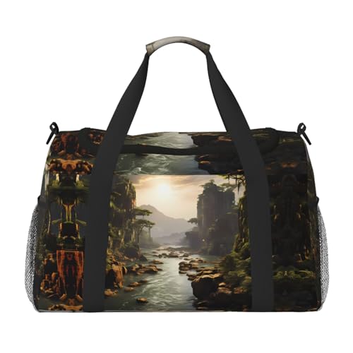 Große Handreisetasche mit Bergen und Flüssen, wasserdicht, für Damen, Seesack, Sport, Fitnessstudio für Herren von LiuMng