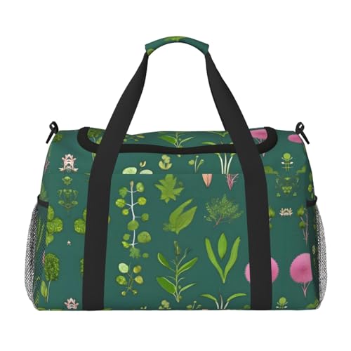 Große Handreisetasche mit Blumen und Pflanzen, wasserdichte Tragetasche für Damen, Seesack, Sport, Fitnessstudio für Herren von LiuMng