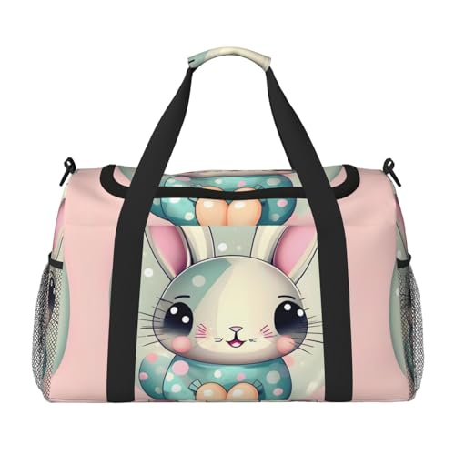 Große Handreisetasche mit Cartoon-Hasen-Motiv, wasserdicht, für Damen, Seesack, Sport, Fitnessstudio für Herren von LiuMng