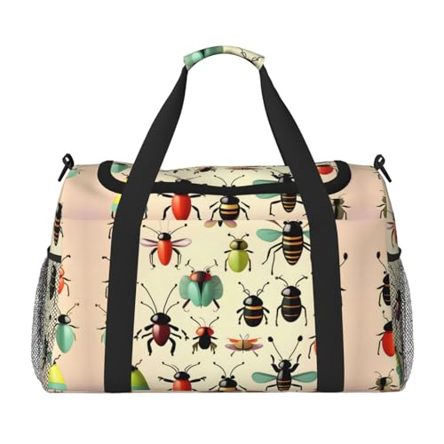 Große Handreisetasche mit Cartoon-Motiv und kleinen Insekten, wasserdichte Tragetasche für Damen, Seesack, Sport, Fitnessstudio für Herren Große Handreisetasche mit Cartoon-Motiv und kleinen Insekten, wasserdichte Tragetasche für Damen, Seesack, Sport, Fitnessstudio für Herren von LiuMng