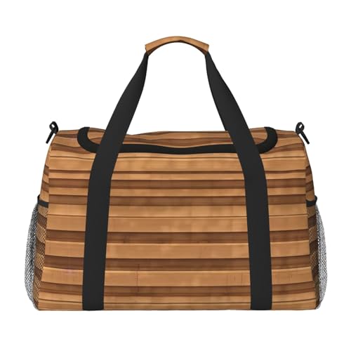 Große Handreisetasche mit Holzfarbtextur, wasserdichte Tragetasche für Damen, Sporttasche, Fitnessstudio für Herren von LiuMng