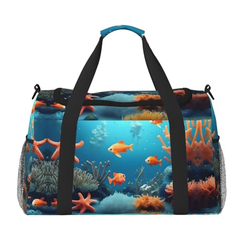 Große Handreisetasche mit Korallenfisch-Druck, wasserdichte Tragetasche für Damen, Seesack, Sport, Fitnessstudio für Herren Große Handreisetasche mit Korallenfisch-Druck, wasserdichte Tragetasche für Damen, Seesack, Sport, Fitnessstudio für Herren von LiuMng