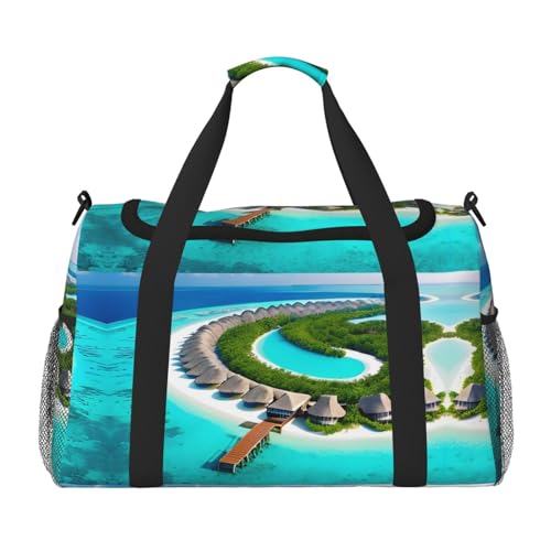 Große Handreisetasche mit Malediven-Motiv, wasserdichte Tragetasche für Damen, Seesack, Sport, Fitnessstudio für Herren von LiuMng