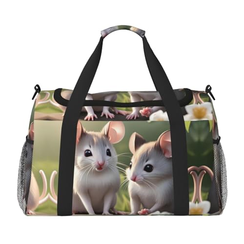 Große Handreisetasche mit Maus-in-Liebe-Aufdruck, wasserdichte Tragetasche für Damen, Seesack, Sport, Fitnessstudio für Herren von LiuMng