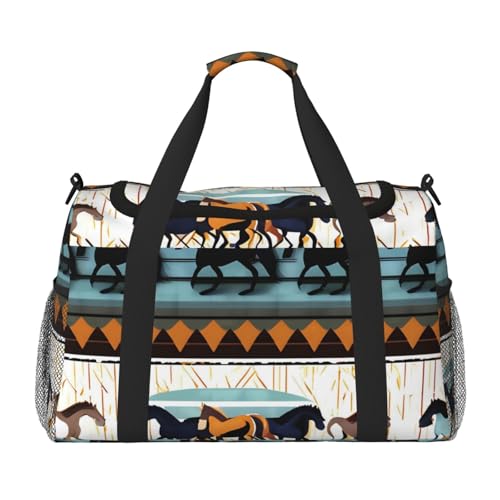 Große Handreisetasche mit Pferdestreifenmuster, wasserdichte Tragetasche für Damen, Seesack, Sport, Fitnessstudio für Herren von LiuMng