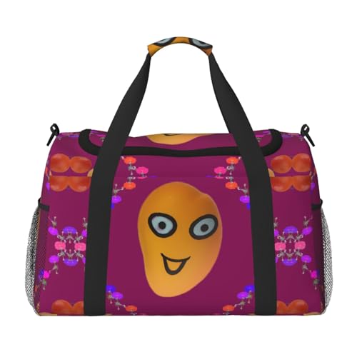 Große Handreisetasche mit Smiley-Motiv und Mango-Druck, wasserdichte Tragetasche für Damen, Seesack, Sport, Fitnessstudio für Herren von LiuMng