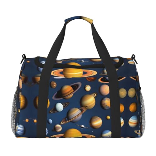 Große Handreisetasche mit Sonnensystem, Planeten-Druck, wasserdichte Tragetasche für Damen, Seesack, Sport, Fitnessstudio für Herren von LiuMng