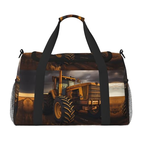 Große Handreisetasche mit Traktor im Feld, wasserdichte Tragetasche für Damen, Seesack, Sport, Fitnessstudio für Herren von LiuMng