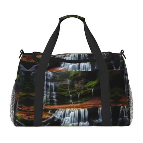 Große Handreisetasche mit Wasserfall-Aufdruck, wasserdichte Tragetasche für Damen, Seesack, Sport, Fitnessstudio für Herren von LiuMng
