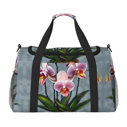Große Handreisetasche mit blühendem Orchideen-Druck, wasserdichte Tragetasche für Damen, Seesack, Sport, Fitnessstudio für Herren Große Handreisetasche mit blühendem Orchideen-Druck, wasserdichte Tragetasche für Damen, Seesack, Sport, Fitnessstudio für Herren von LiuMng
